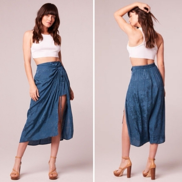 Band Of The Free Celene Deep Teal Layered Midi Skirt High Low Faux Wrap … - Picture 1 of 11